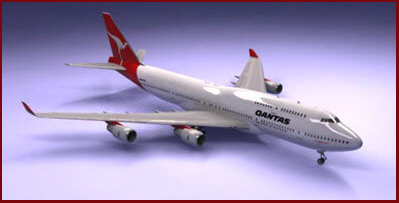 Qantas 747 400 3D Model Flying Kangaroo